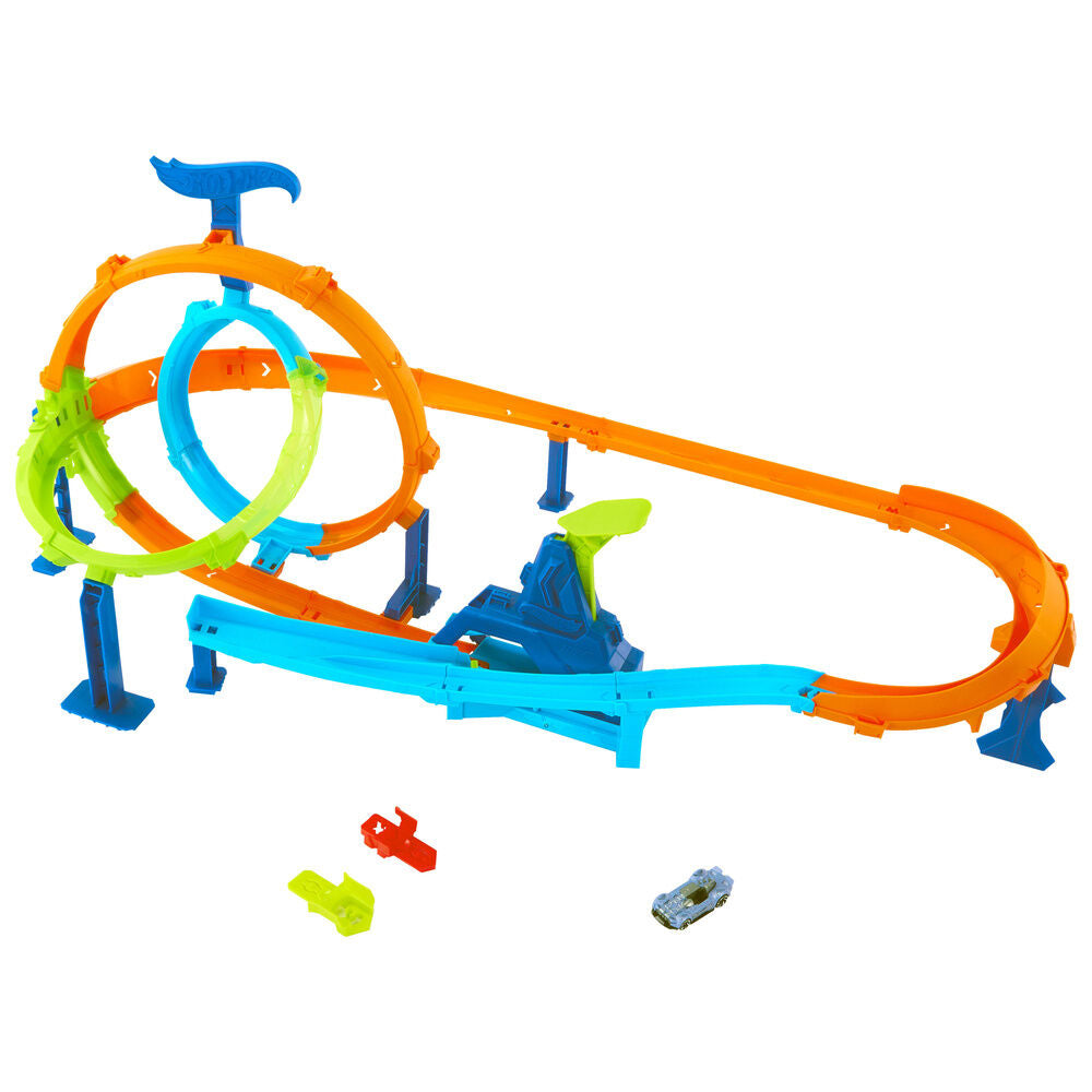 Circuito Hot Wheels Stunt Tracks Ciclón de Lanzamiento Rápido con coche incluido - 2