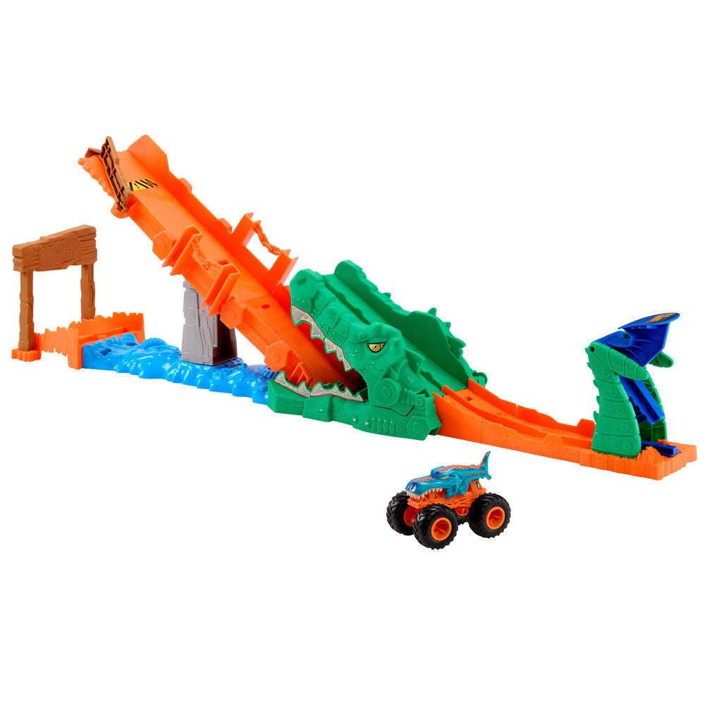 Juego Hot Wheels Monster Trucks Noquea al Cocodrilo con Mega-Wrex - 2