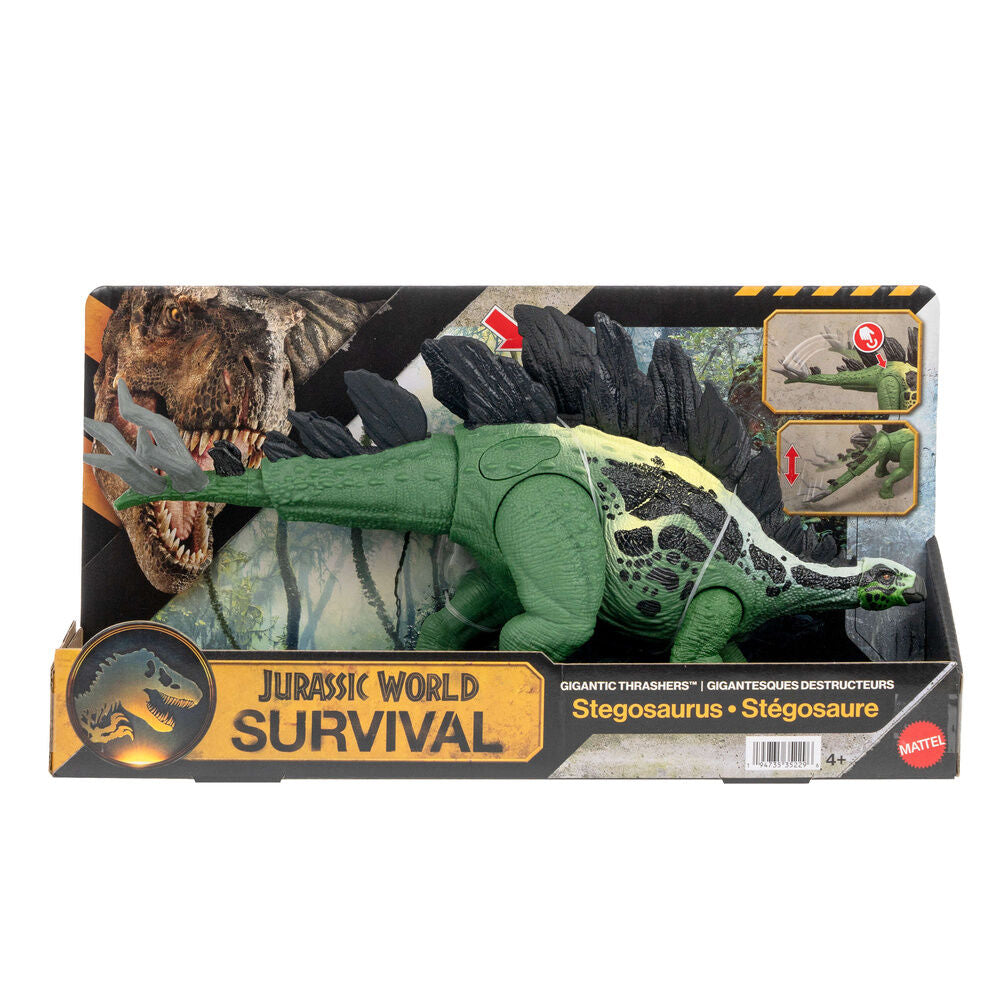Figura verde de Stegosaurus Jurassic World con placas dorsales y cola con púas - 2