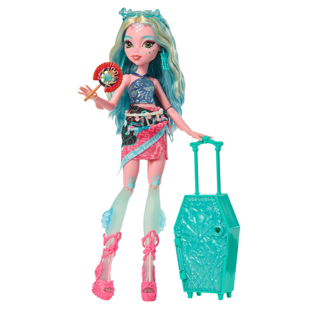 Muñeca Lagoona Blue Monster High con estuche de viaje turquesa - 3