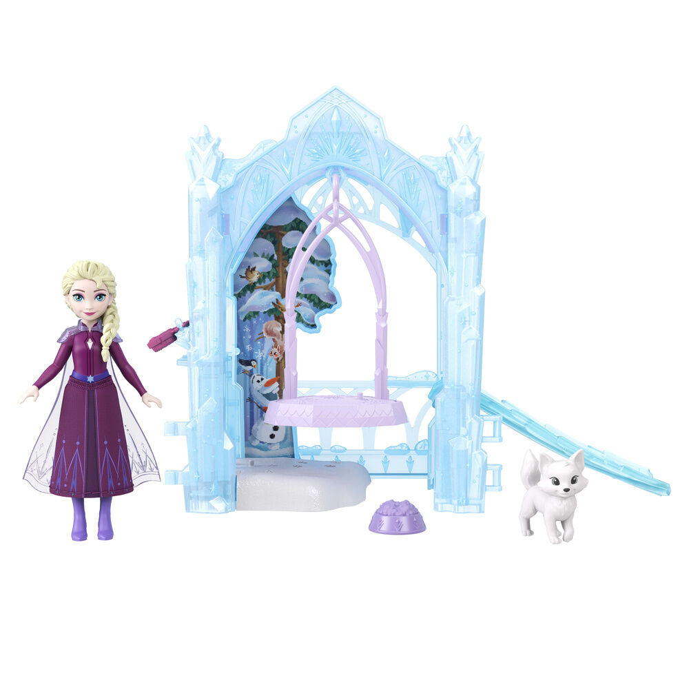 Muñeca Elsa Frozen con escondite helado y figuras de animales - 3