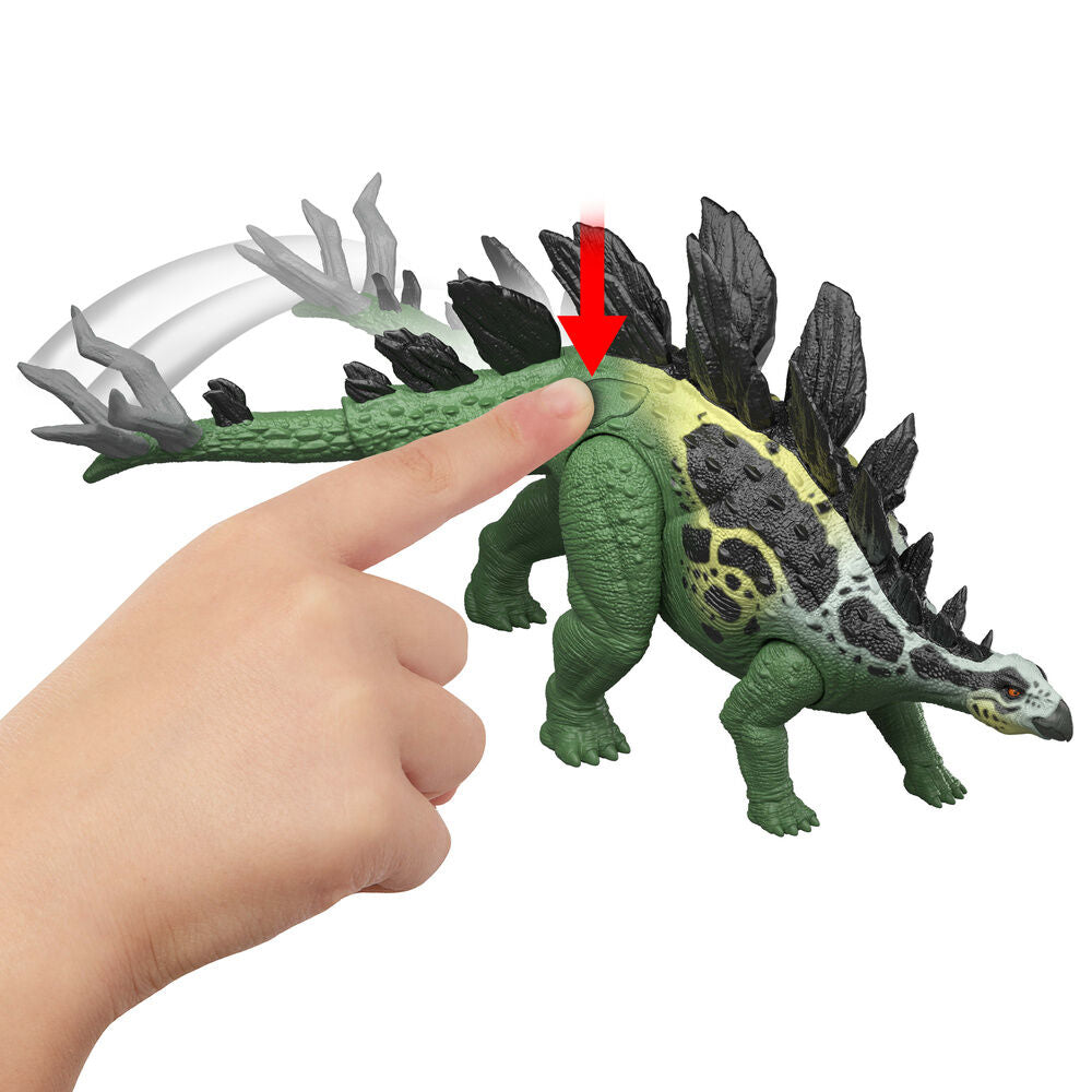 Figura verde de Stegosaurus Jurassic World con placas dorsales y cola con púas - 3
