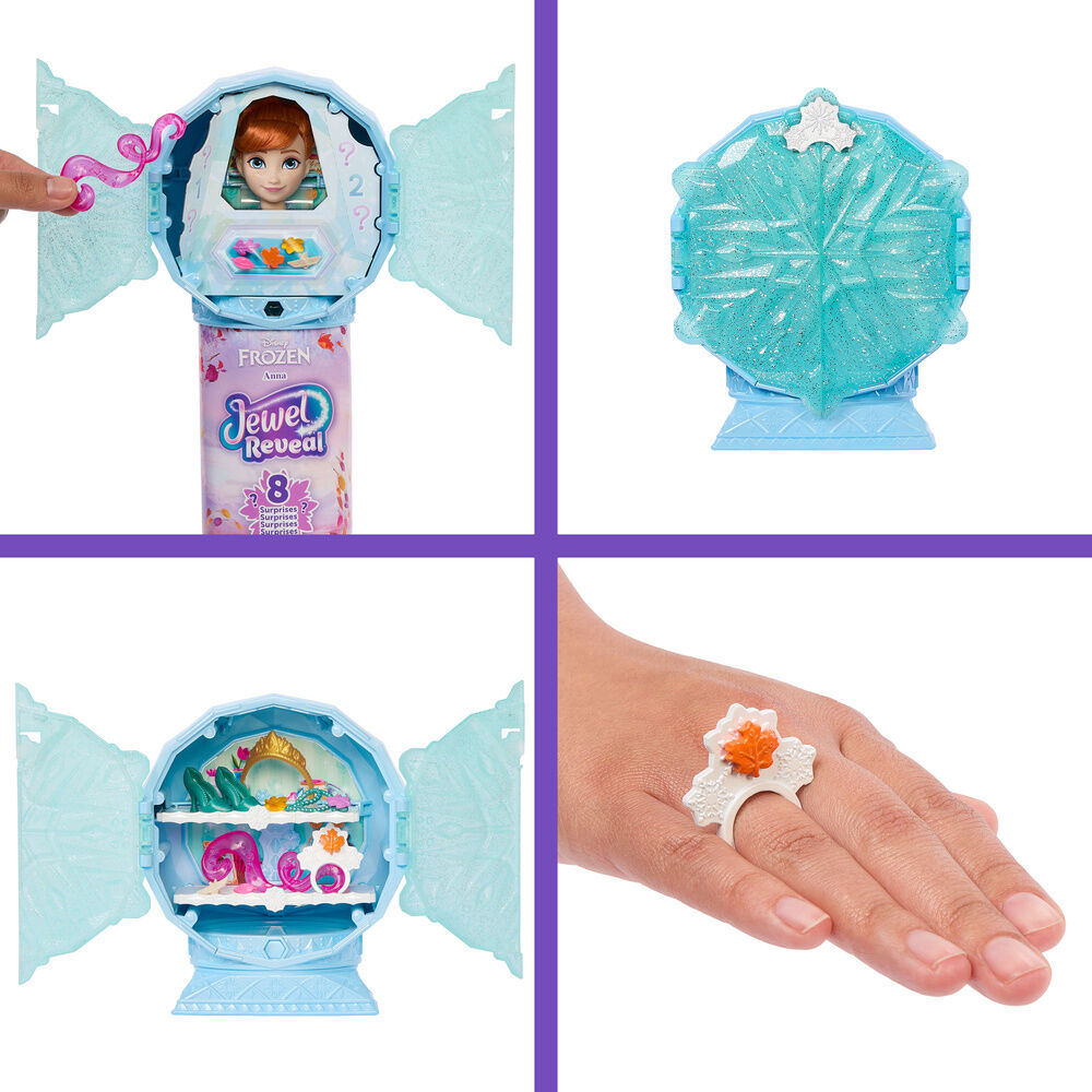 Muñeca Anna de Frozen con vestido turquesa, capa morada y accesorios - 4