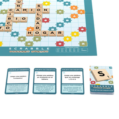 Juego de mesa Scrabble Mattel con fichas y atriles de madera - 5