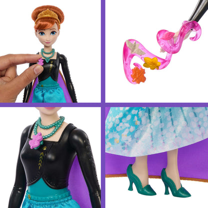 Muñeca Anna de Frozen con vestido turquesa, capa morada y accesorios - 5