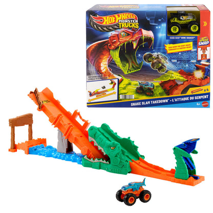 Juego Hot Wheels Monster Trucks Noquea al Cocodrilo con Mega-Wrex - 5