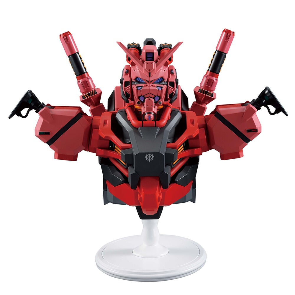Figura Red Gundam GQuuuuuuX roja y negra sobre base blanca