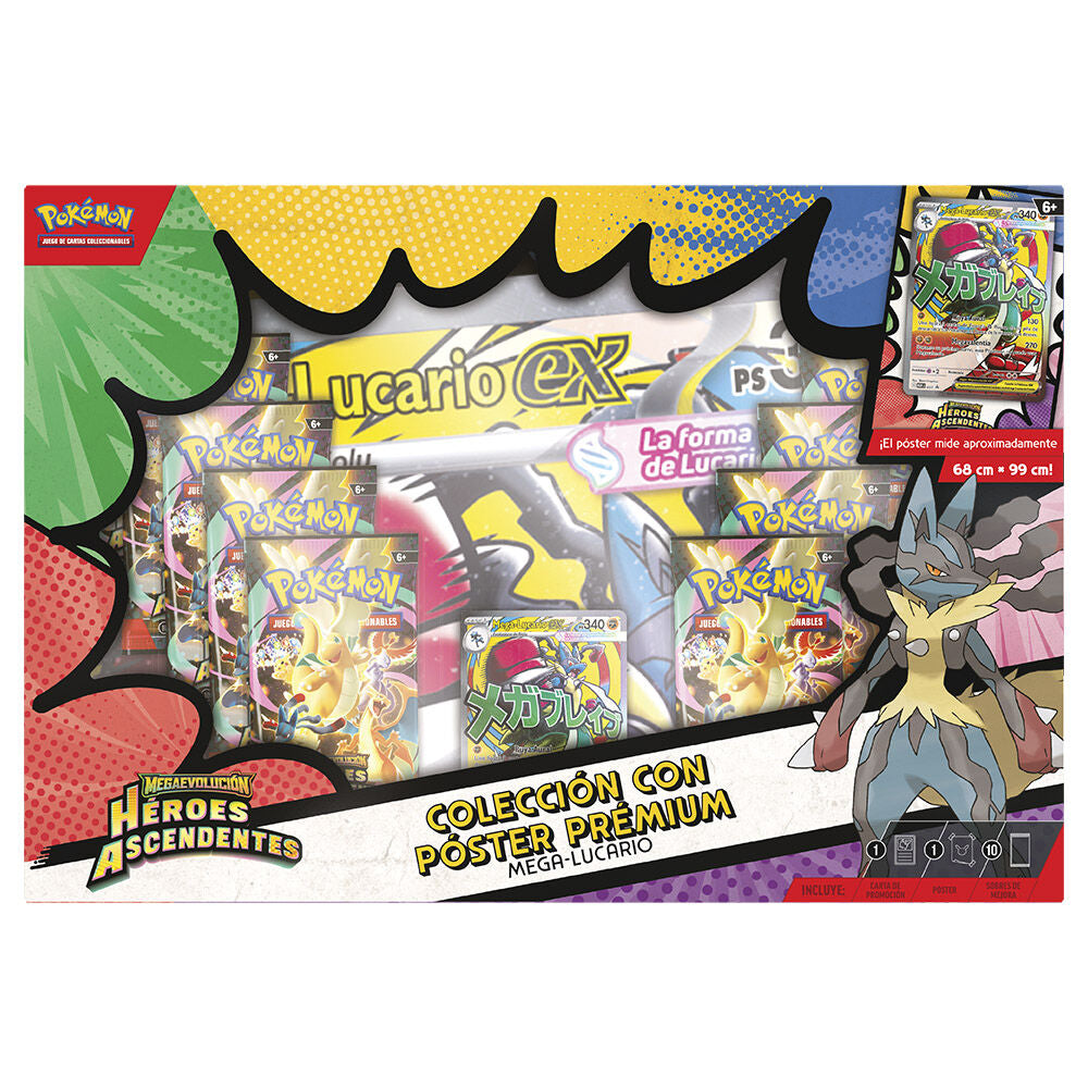 Blister Pokémon TCG Héroes Ascendentes con póster premium, modelos Mega-Gardevoir ex y Mega-Lucario ex - 3