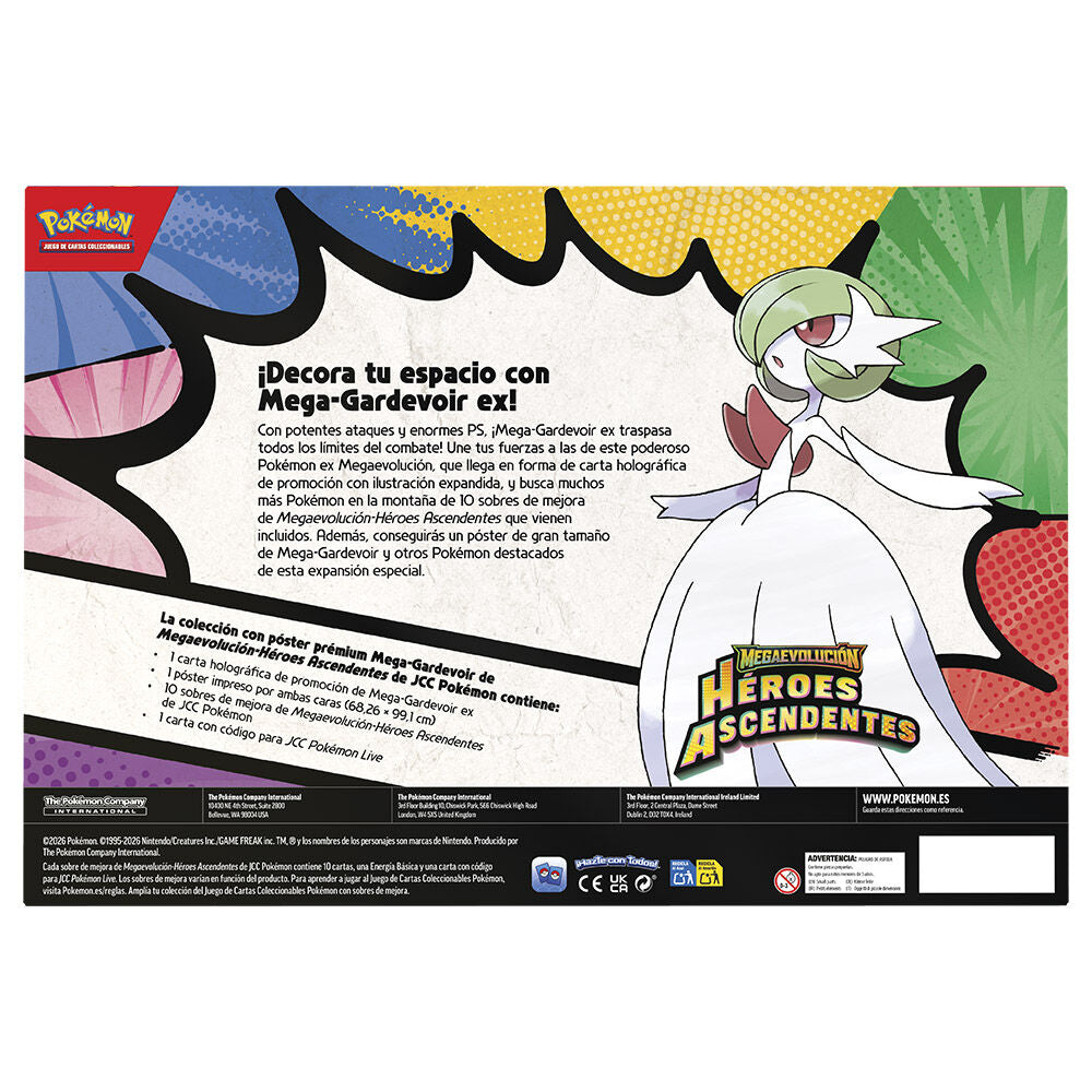 Blister Pokémon TCG Héroes Ascendentes con póster premium, modelos Mega-Gardevoir ex y Mega-Lucario ex - 4
