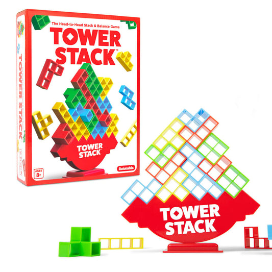 Juego de mesa Tower Stack con piezas geométricas de colores