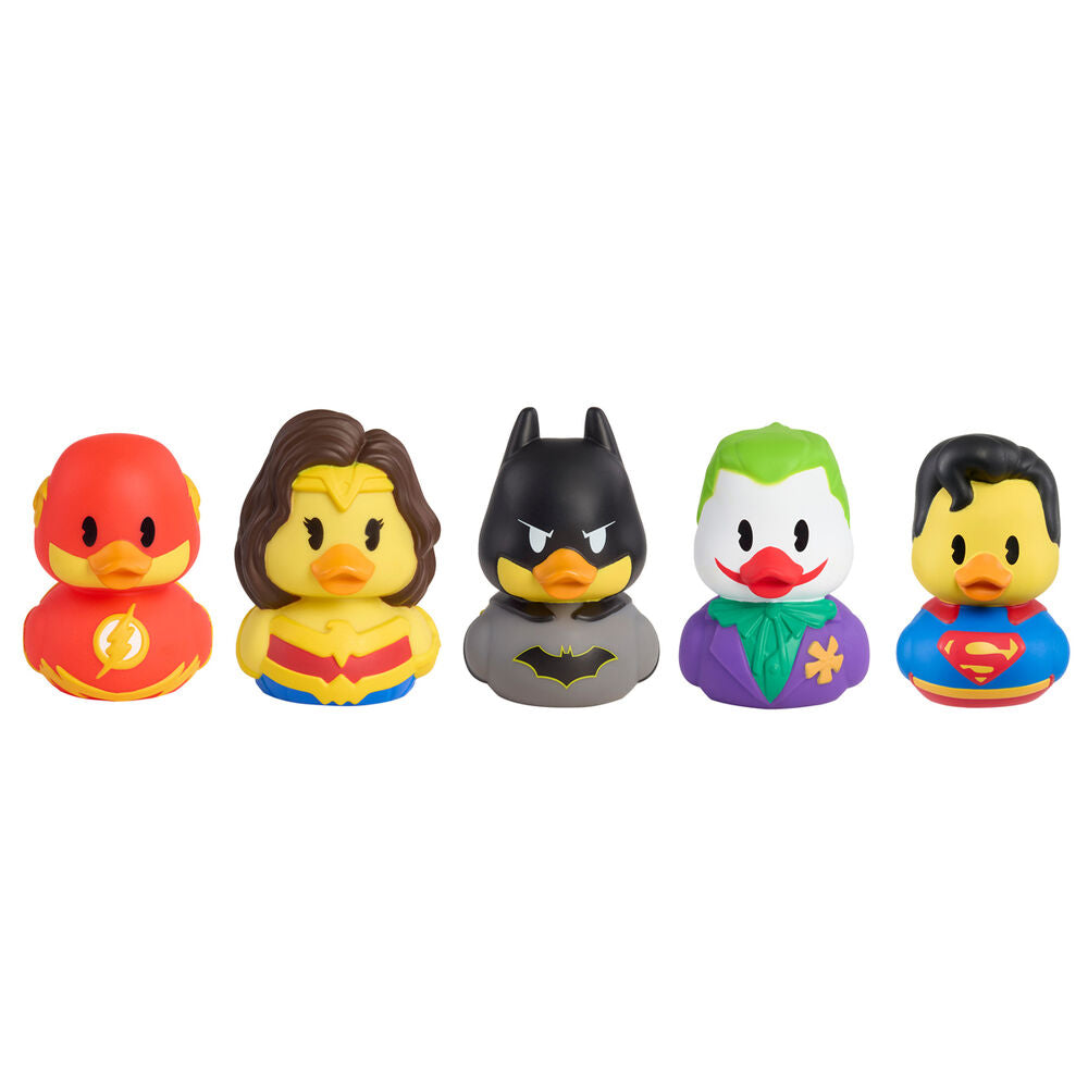 Surtido de patos de goma DC Comics con Flash, Wonder Woman, Batman, Joker y Superman