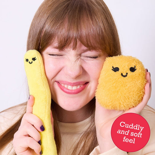 Peluches Nuggets Emotional Support amarillos en base roja - 2