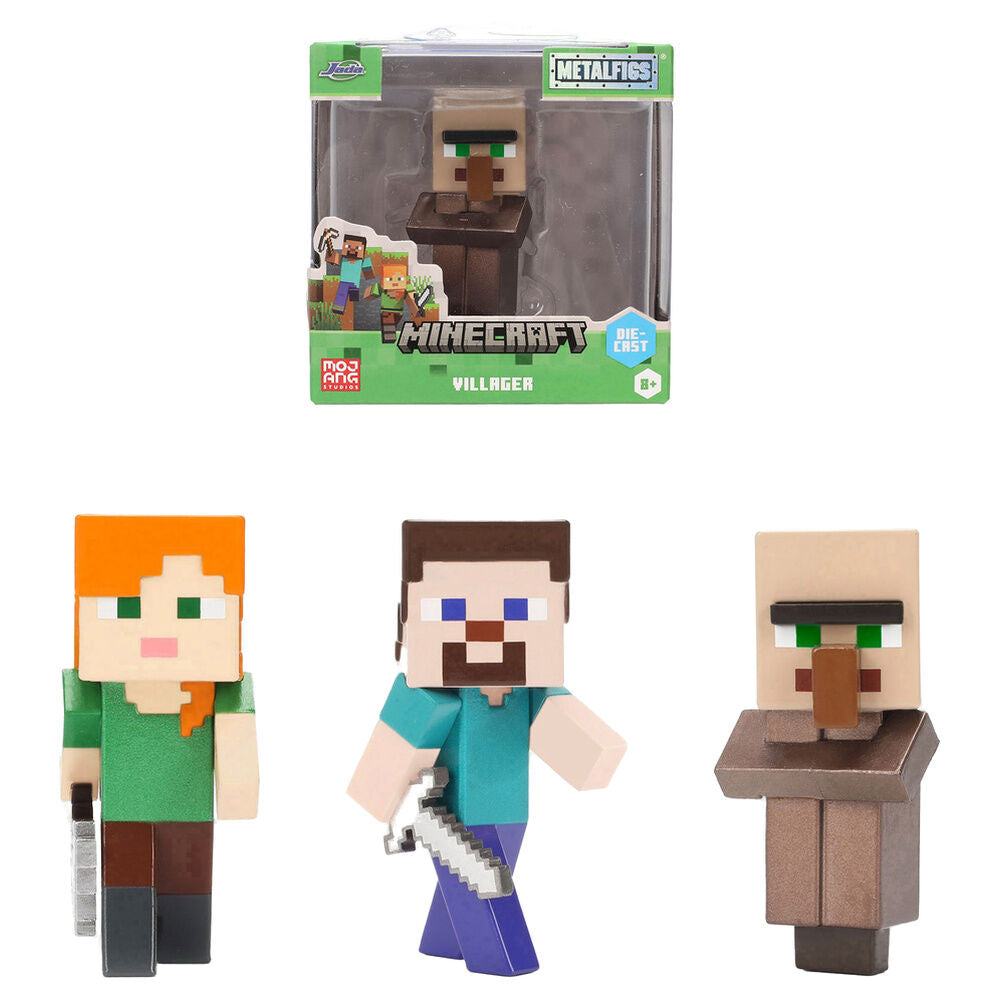 Figura Metalfigs Minecraft de 7 cm con personajes pixelados