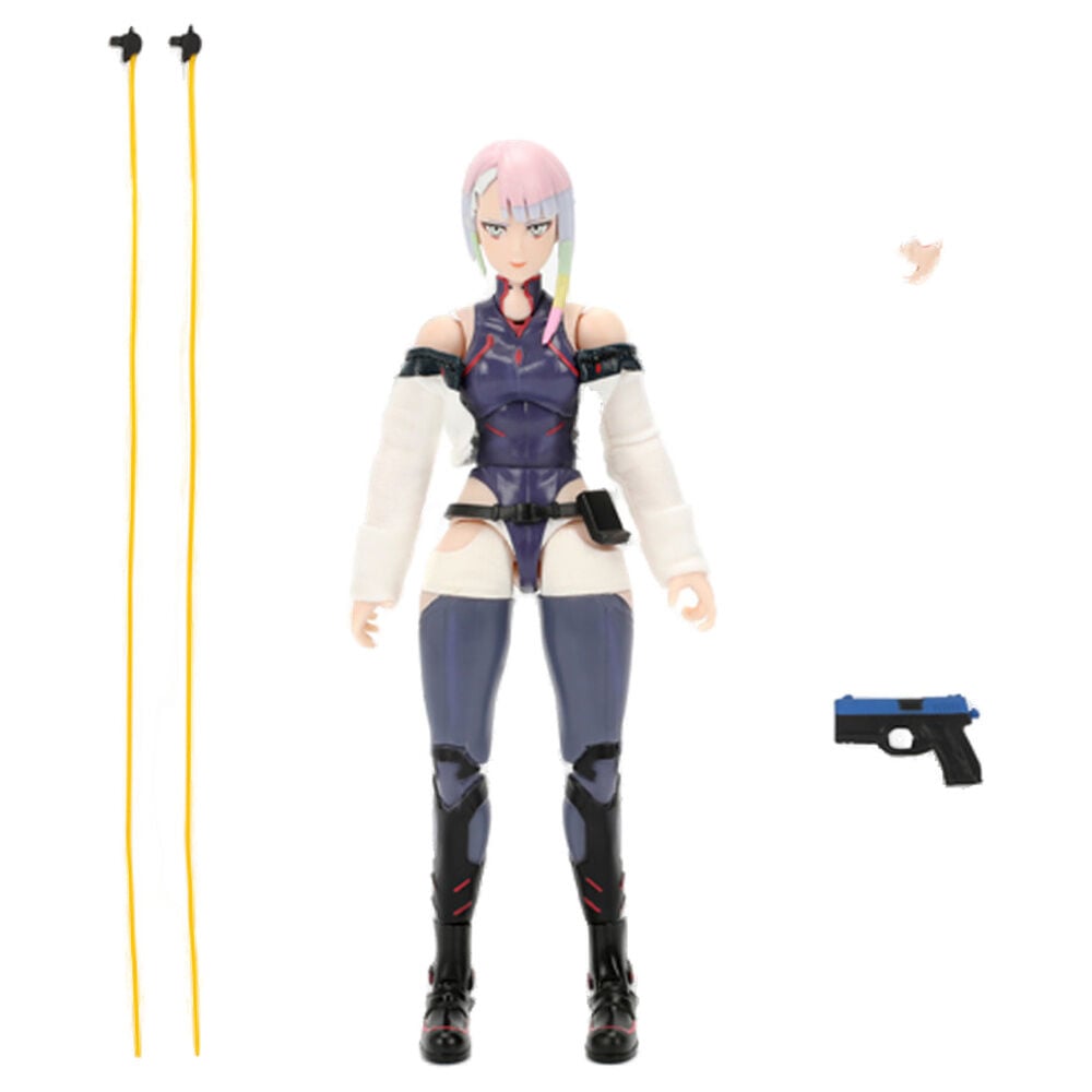 Figura articulada de Lucy de Cyberpunk: Edgerunners con cabello rosa y traje futurista morado y negro - 2
