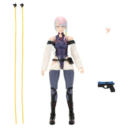 Figura articulada de Lucy de Cyberpunk: Edgerunners con cabello rosa y traje futurista morado y negro - 2