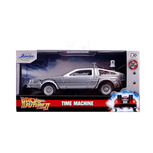 Réplica plateada del DeLorean de Regreso al Futuro II a escala 1:32 - 2