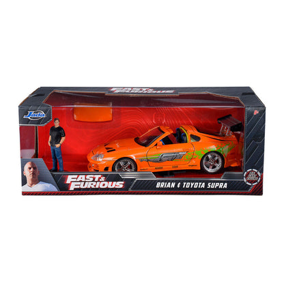 Réplica naranja del Toyota Supra de Fast & Furious con figura de Brian - 2