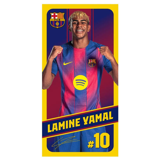 Toalla de microfibra FC Barcelona con Lamine Yamal y dorsal 10