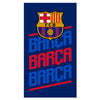 Toalla azul marino FC Barcelona con escudo y texto BARÇA