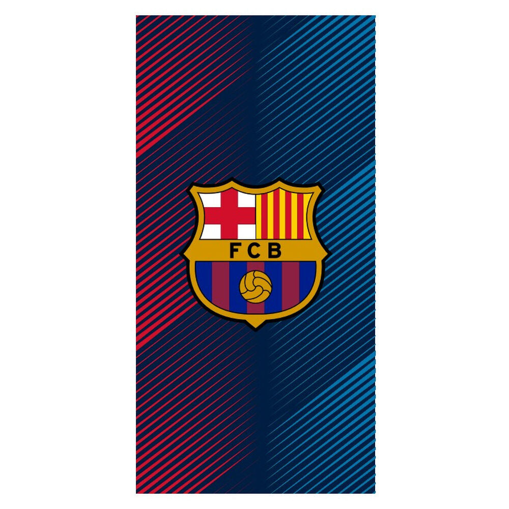 Toalla de algodón del FC Barcelona azul y roja con escudo central