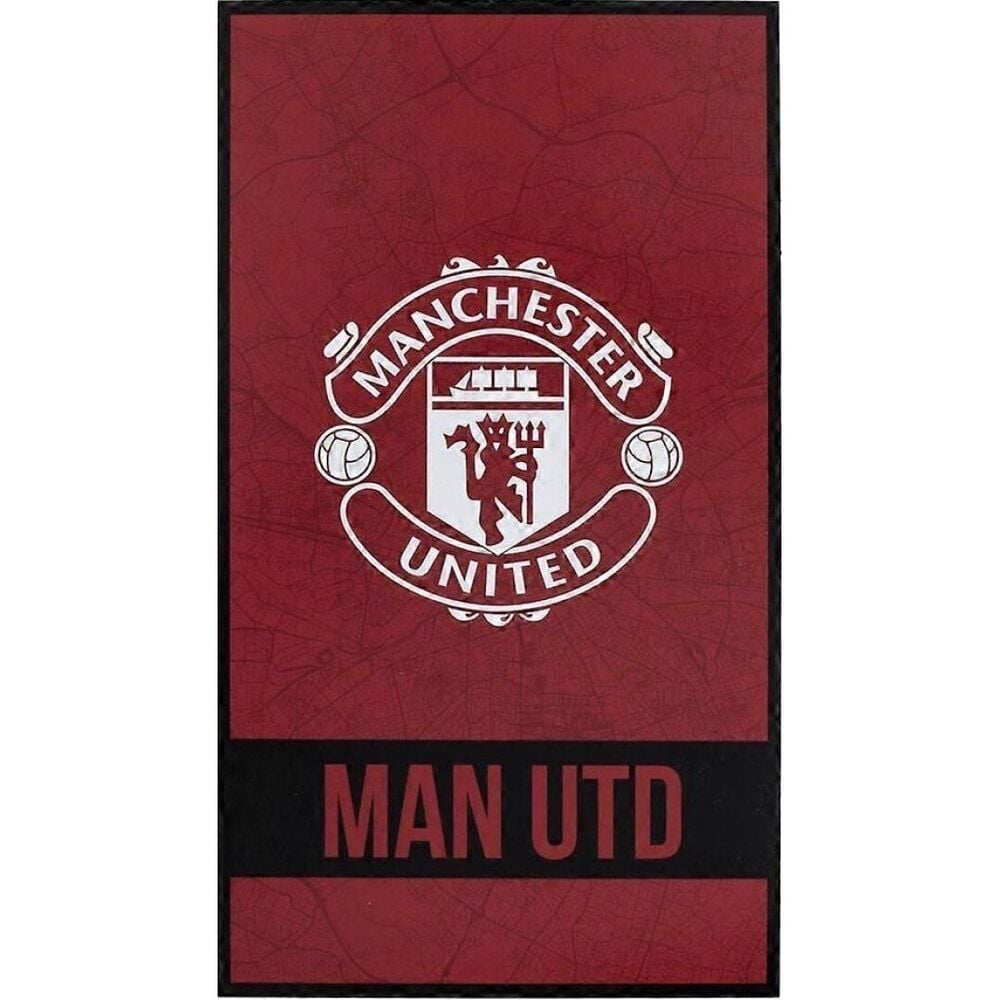 Toalla roja y negra del Manchester United con escudo central