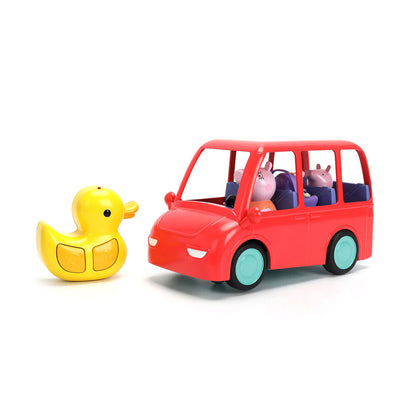 Vehículo rojo radio control de Peppa Pig con figuras y mando amarillo
