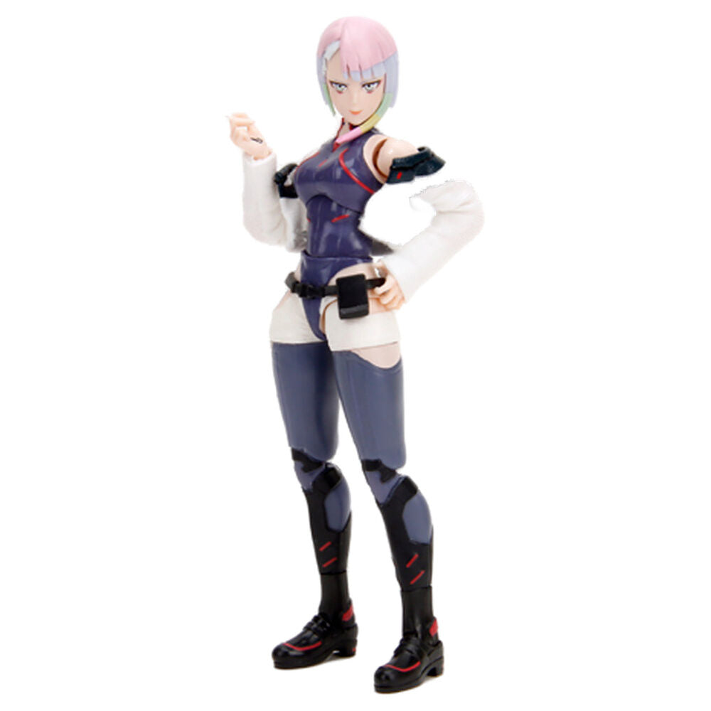 Figura articulada de Lucy de Cyberpunk: Edgerunners con cabello rosa y traje futurista morado y negro - 4