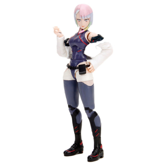 Figura articulada de Lucy de Cyberpunk: Edgerunners con cabello rosa y traje futurista morado y negro - 4