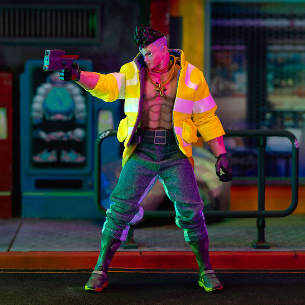 Figura articulada de David de Cyberpunk Edgerunners con chaqueta amarilla - 5