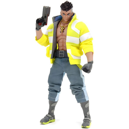 Figura articulada de David de Cyberpunk Edgerunners con chaqueta amarilla