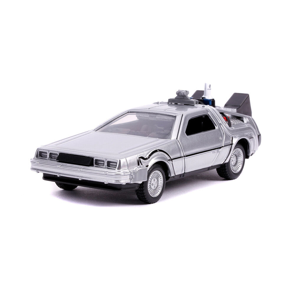 Réplica plateada del DeLorean de Regreso al Futuro II a escala 1:32 - 4