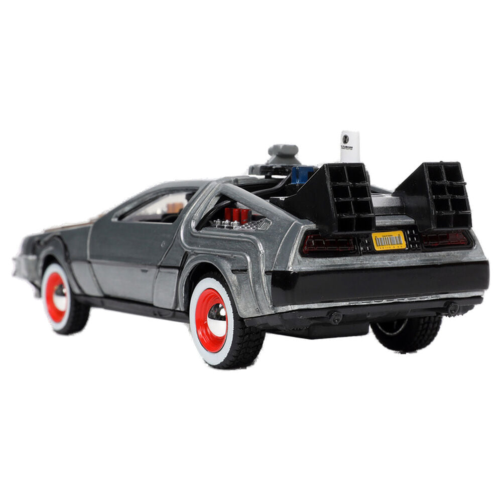 Réplica plateada del DeLorean Time Machine de Regreso al Futuro III a escala 1:32 - 3