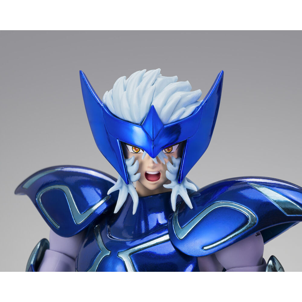 Figura articulada de Fenrir de Saint Seiya con armadura azul y lobo - 7