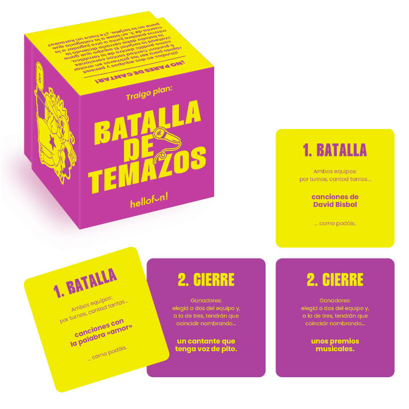 Caja del juego de mesa Batalla de Temazos de HELLOFUN!