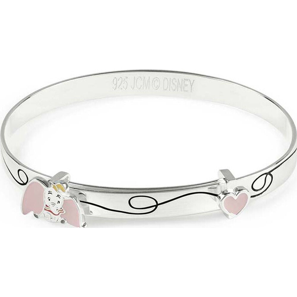 Pulsera brazalete Dumbo Disney de plata 925 con corazón rosa