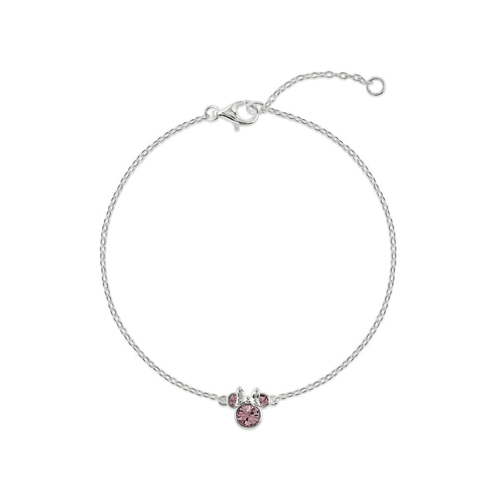 Pulsera Minnie Disney de plata 925 con detalles rosados