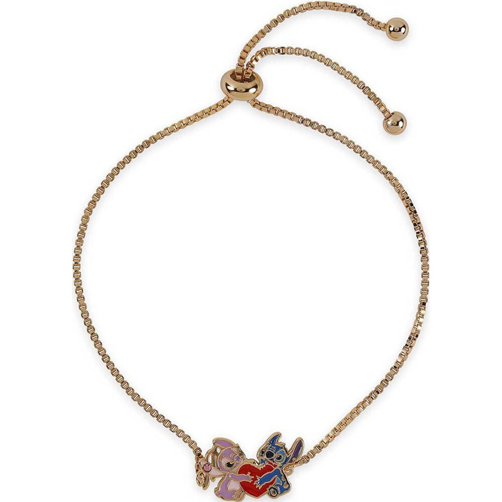 Pulsera rosa de latón con Angel y Stitch Disney