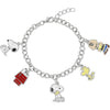 Pulsera de charms Snoopy Peanuts con cadena plateada y varios colgantes