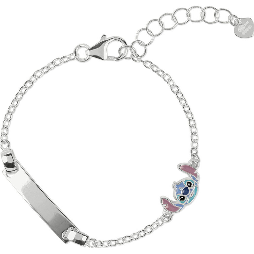 Pulsera de plata 925 con placa y motivo de Stitch Disney