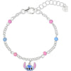 Pulsera Stitch Disney de plata 925 con cuentas rosas y azules