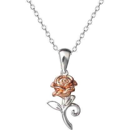 Colgante de rosa de La Bella y la Bestia Disney en plata 925