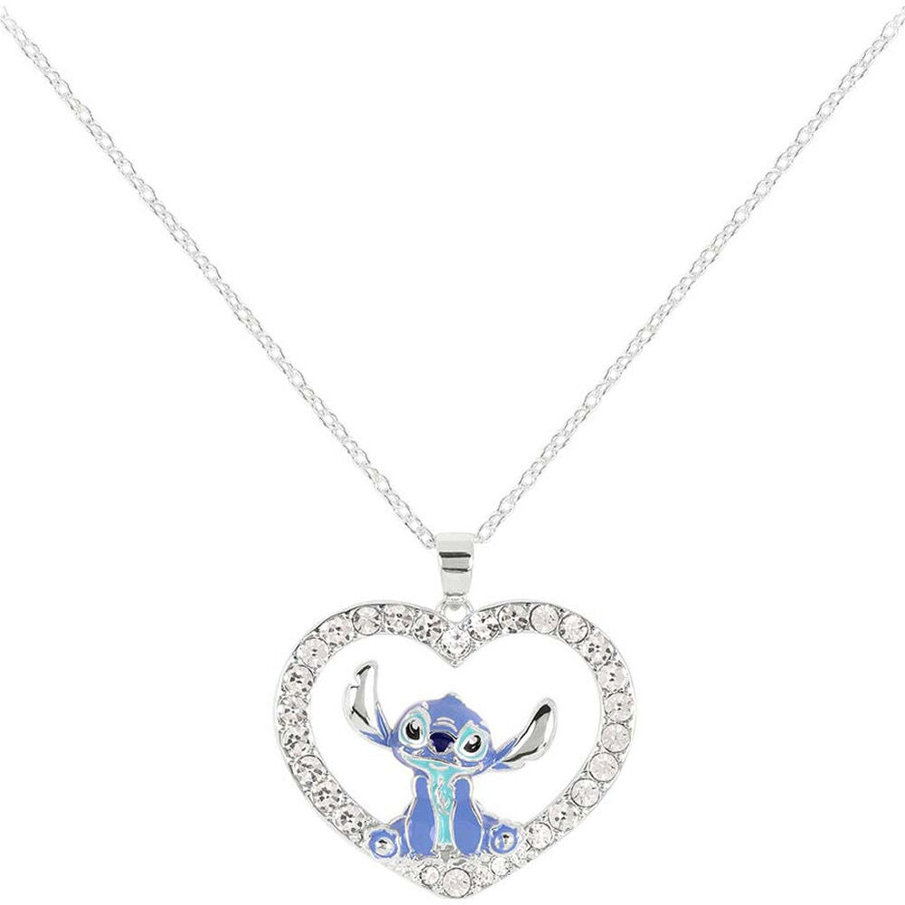 Colgante corazón plateado de Stitch Disney