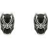 Pendientes de acero inoxidable con rostro de Black Panther en negro y plateado