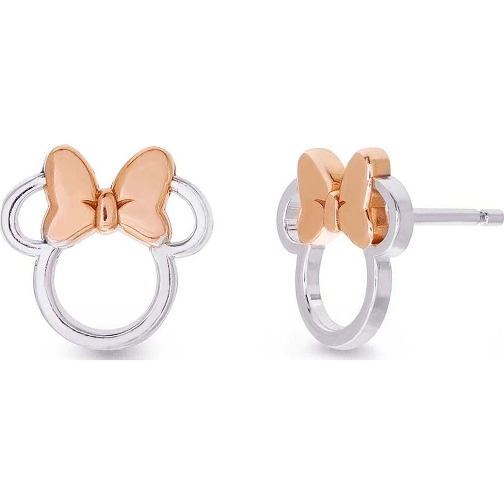 Pendientes Minnie Disney de plata 925 con lazo bicolor
