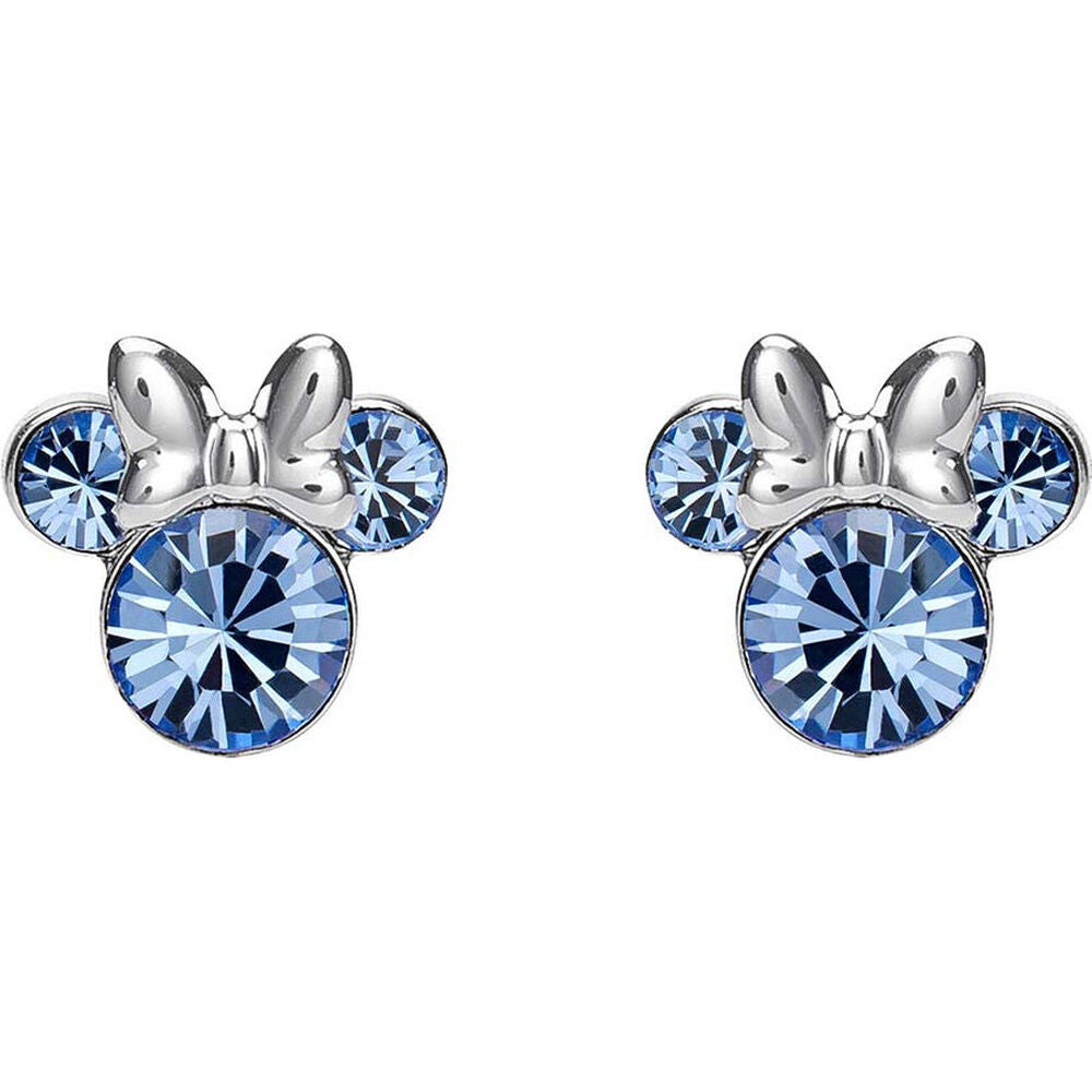 Pendientes de plata 925 con silueta de Minnie y detalles azules