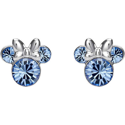 Pendientes de plata 925 con silueta de Minnie y detalles azules