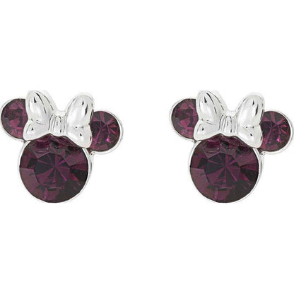 Pendientes Minnie Disney de plata 925 con detalle burdeos