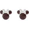 Pendientes plateados de Minnie Disney con detalles burdeos