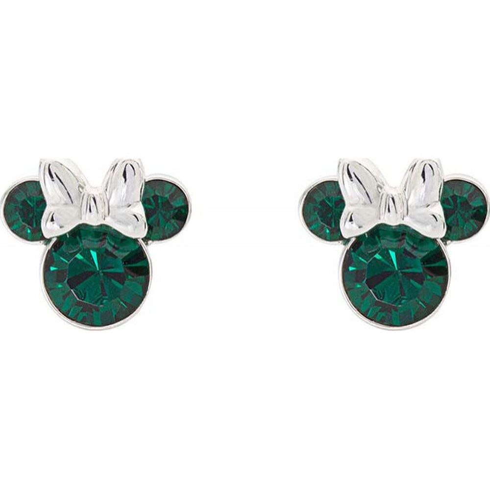Pendientes Minnie Disney de plata 925 con detalles verdes