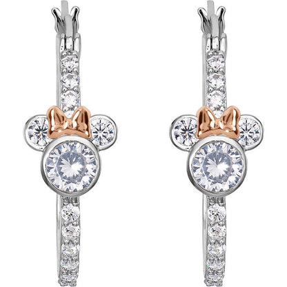 Pendientes colgantes Minnie Disney de plata 925 con lazo rosa